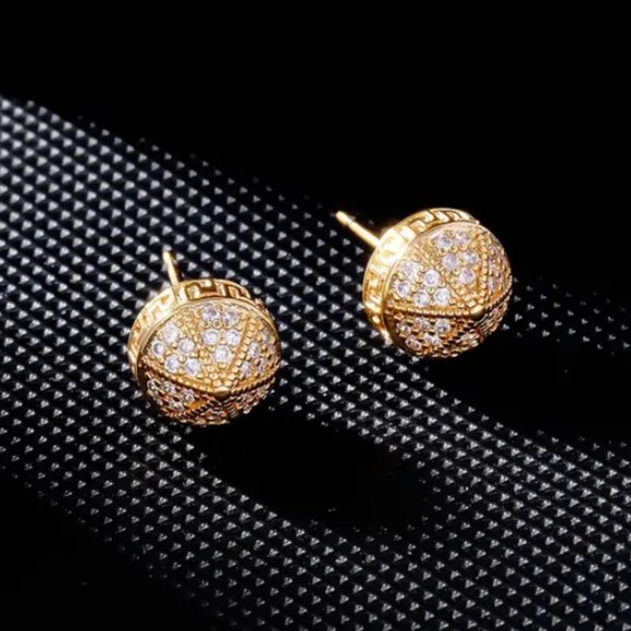 2ct Diamond Mens Stud Earrings 18K Gold Guys Round Circle Studs Jewelry 2 ct 18